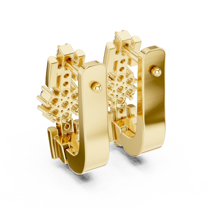 Geometric Floral Cluster Diamond Hoops