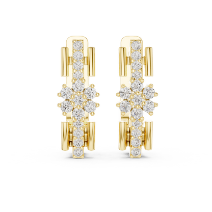 Geometric Floral Cluster Diamond Hoops