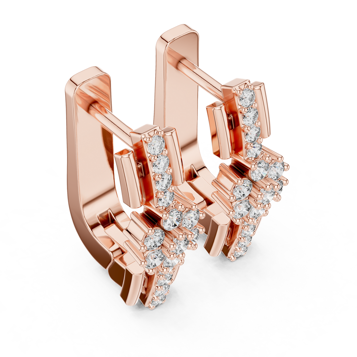 Geometric Floral Cluster Diamond Hoops