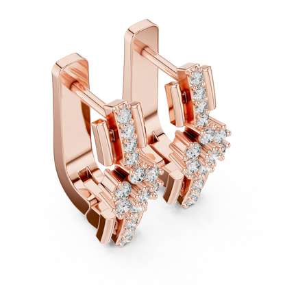 Geometric Floral Cluster Diamond Hoops