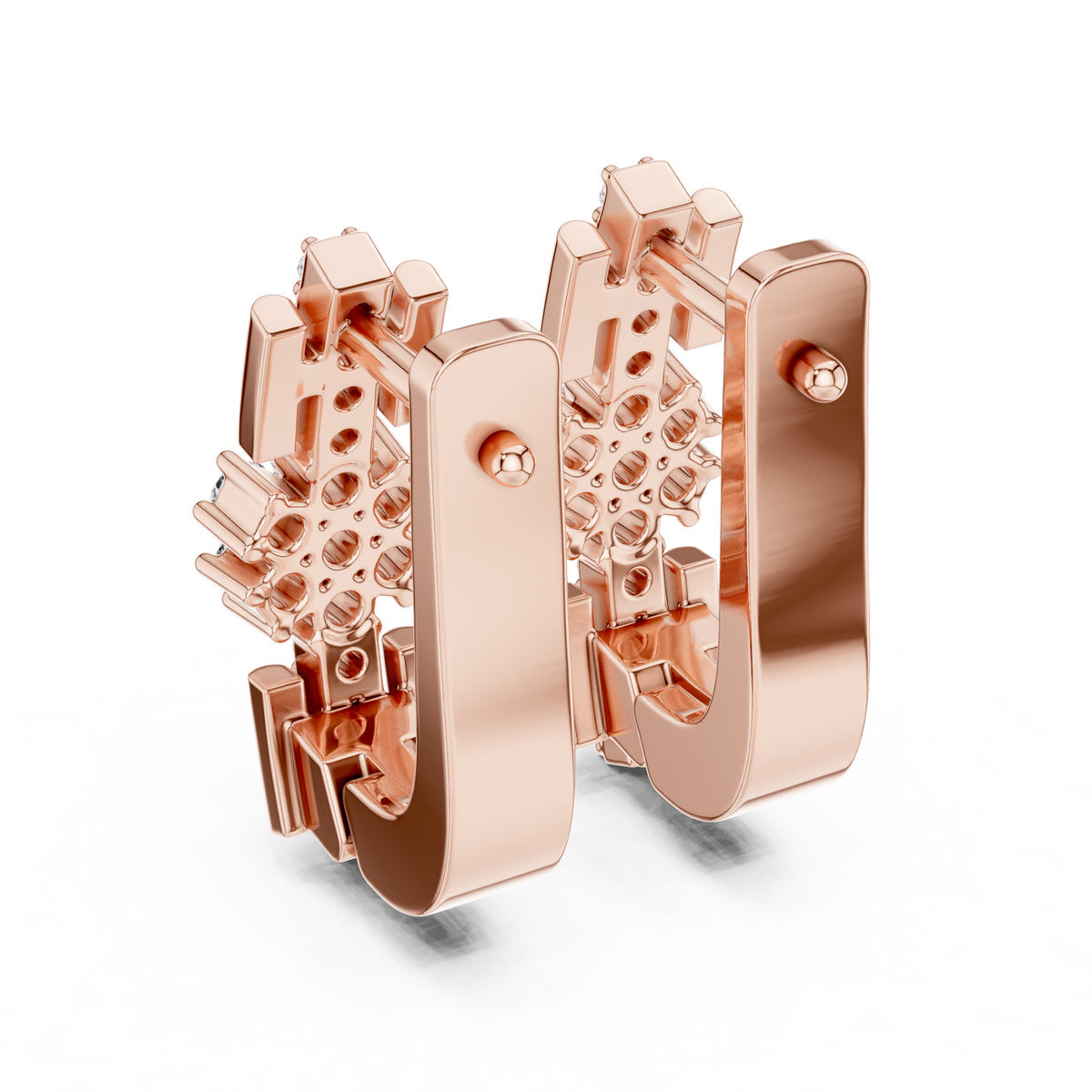 Geometric Floral Cluster Diamond Hoops