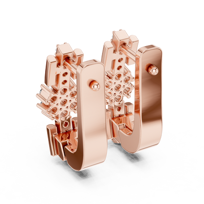 Geometric Floral Cluster Diamond Hoops
