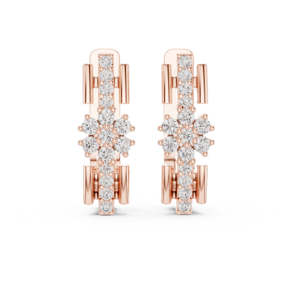 Geometric Floral Cluster Diamond Hoops
