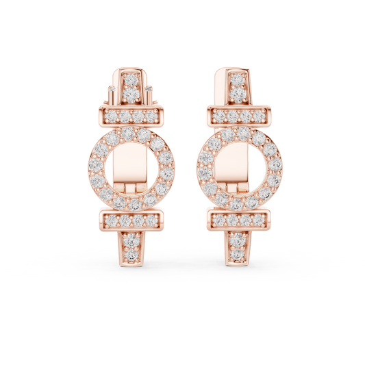 Geometric Circle Pavé Diamond Hoops