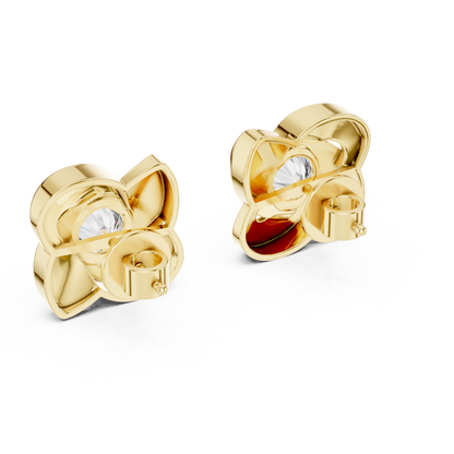 Sculpted Ribbon Solitaire Diamond Studs