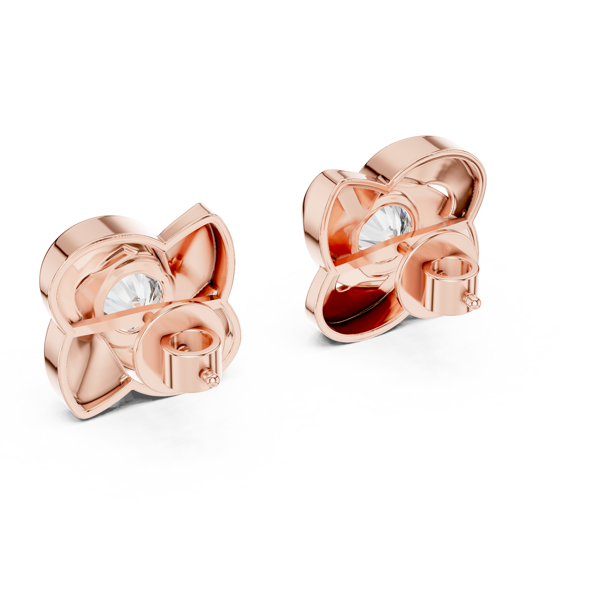 Sculpted Ribbon Solitaire Diamond Studs