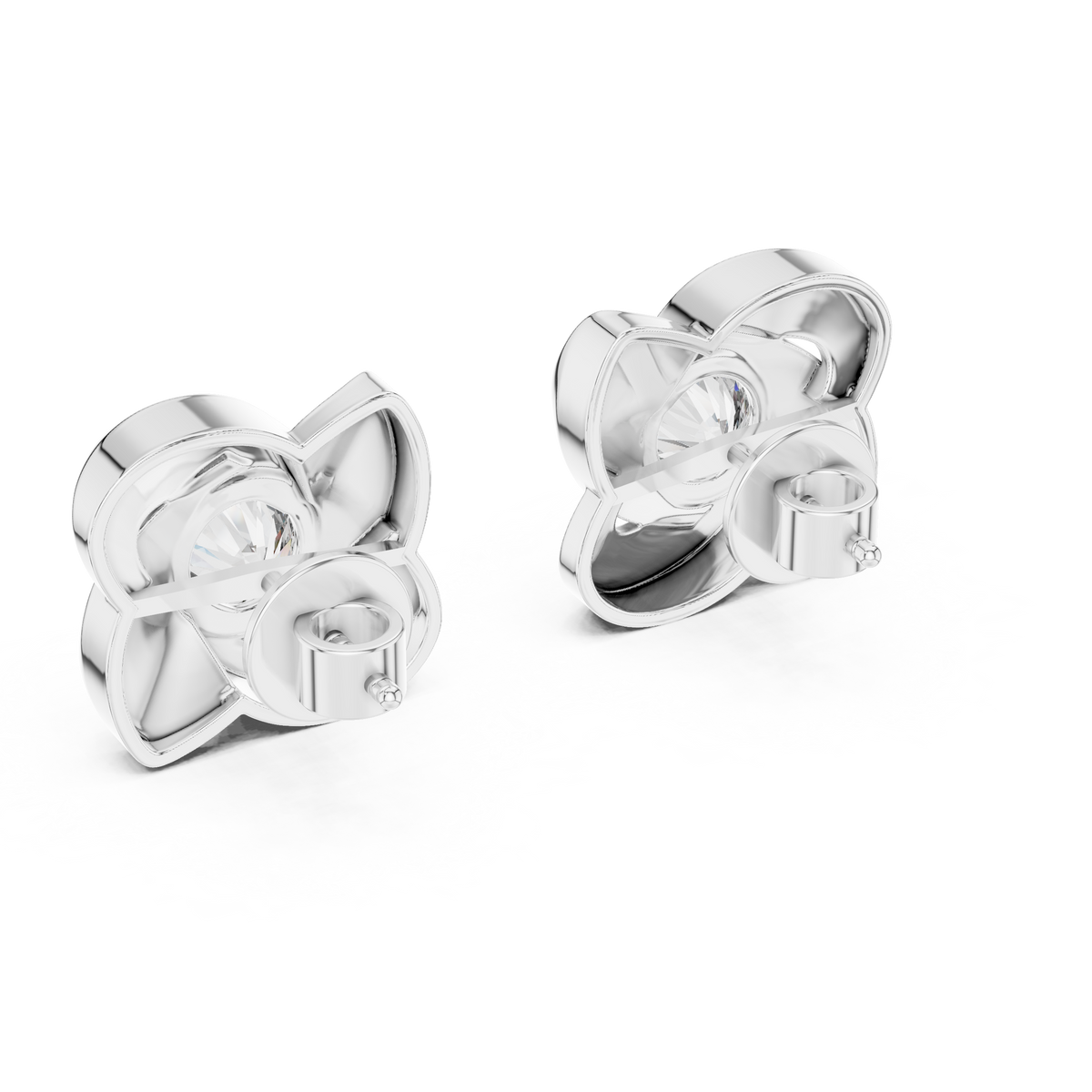 Sculpted Ribbon Solitaire Diamond Studs