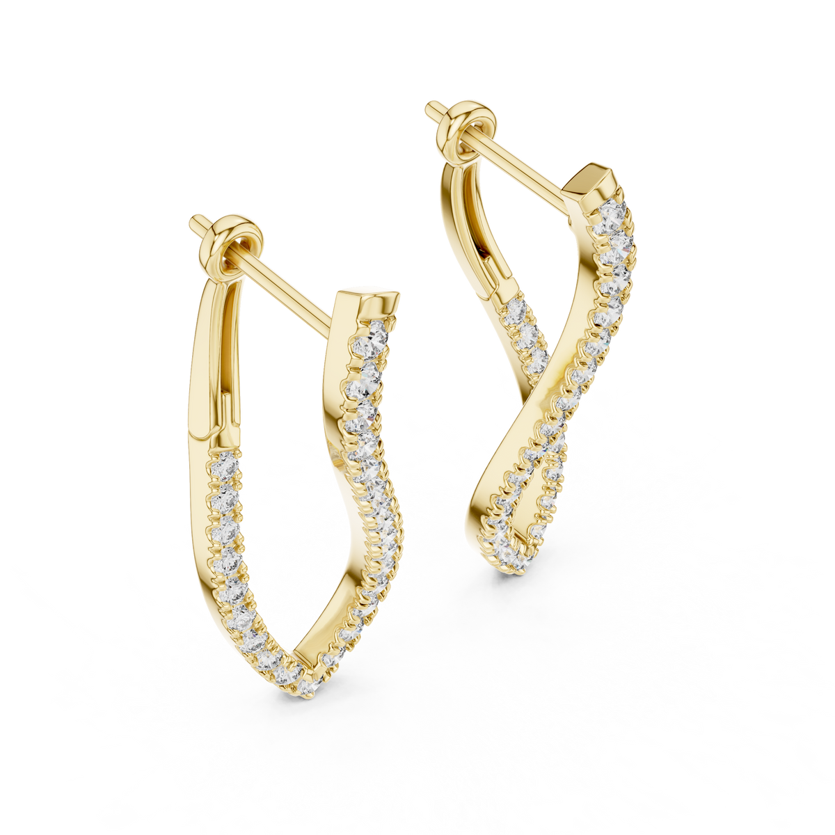 Elegant Intertwined Pavé Diamond Hoops