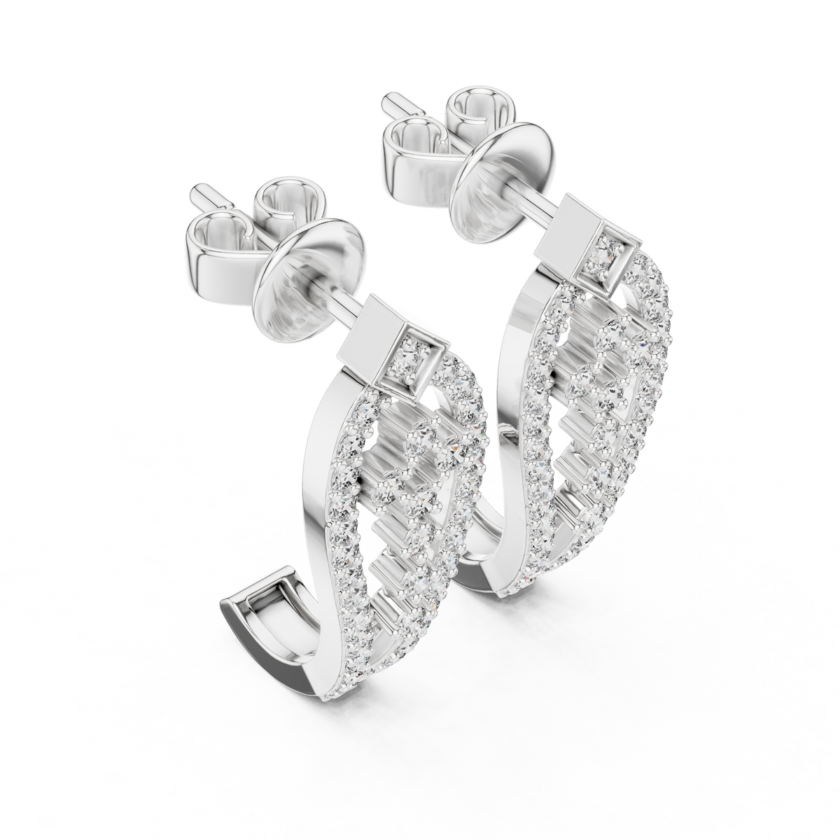 Elegant Geometric Openwork Diamond Studs