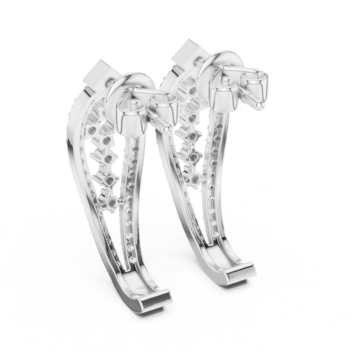 Elegant Geometric Openwork Diamond Studs