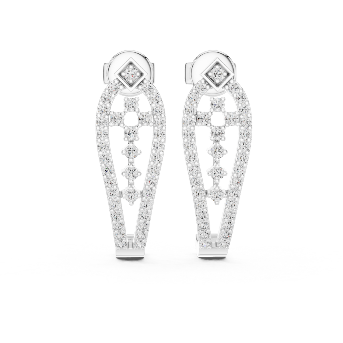 Elegant Geometric Openwork Diamond Studs