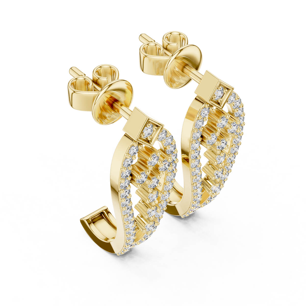 Elegant Geometric Openwork Diamond Studs