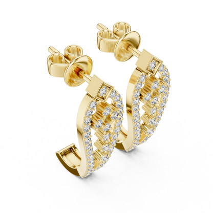 Elegant Geometric Openwork Diamond Studs