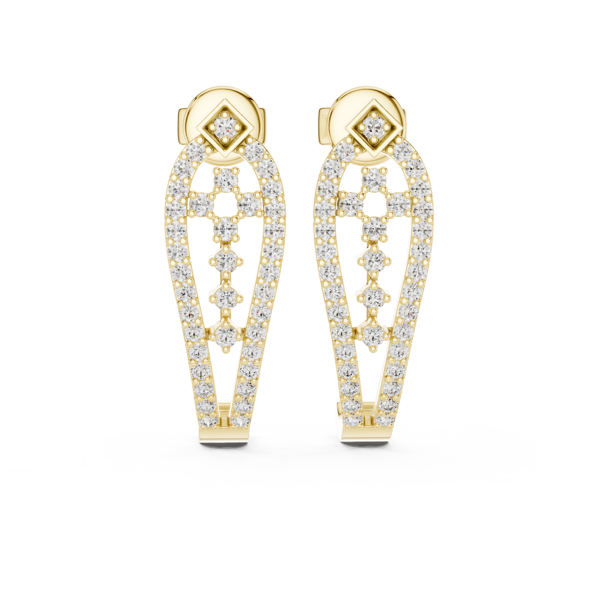 Elegant Geometric Openwork Diamond Studs