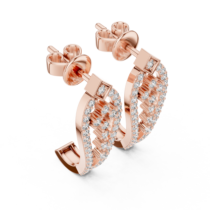 Elegant Geometric Openwork Diamond Studs