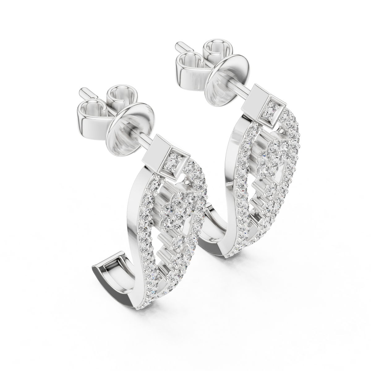 Regal Floral Lattice Diamond Studs