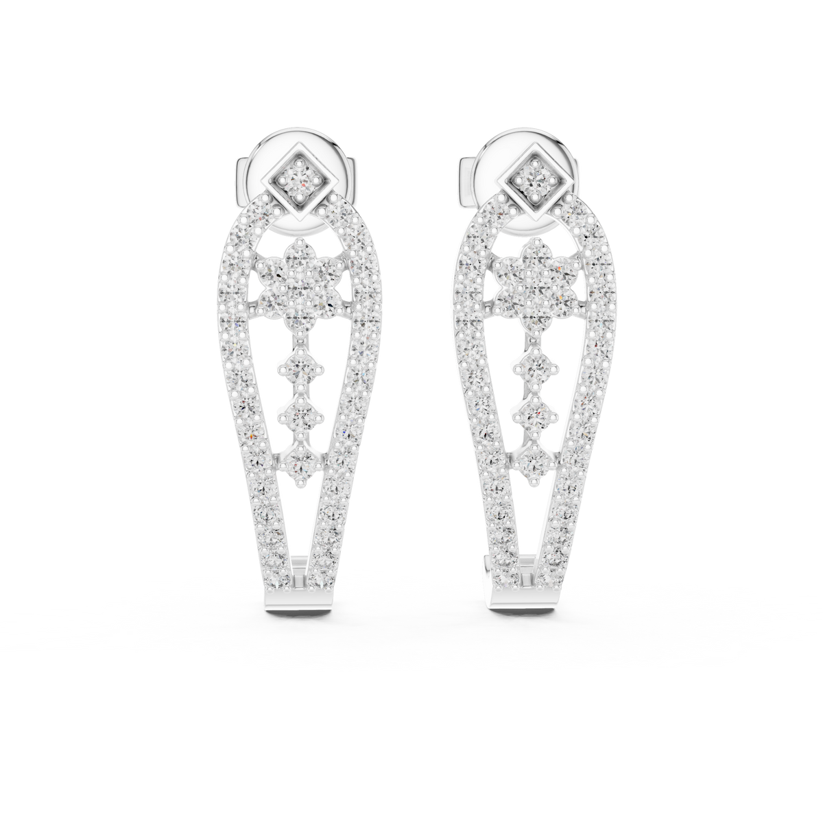 Regal Floral Lattice Diamond Studs