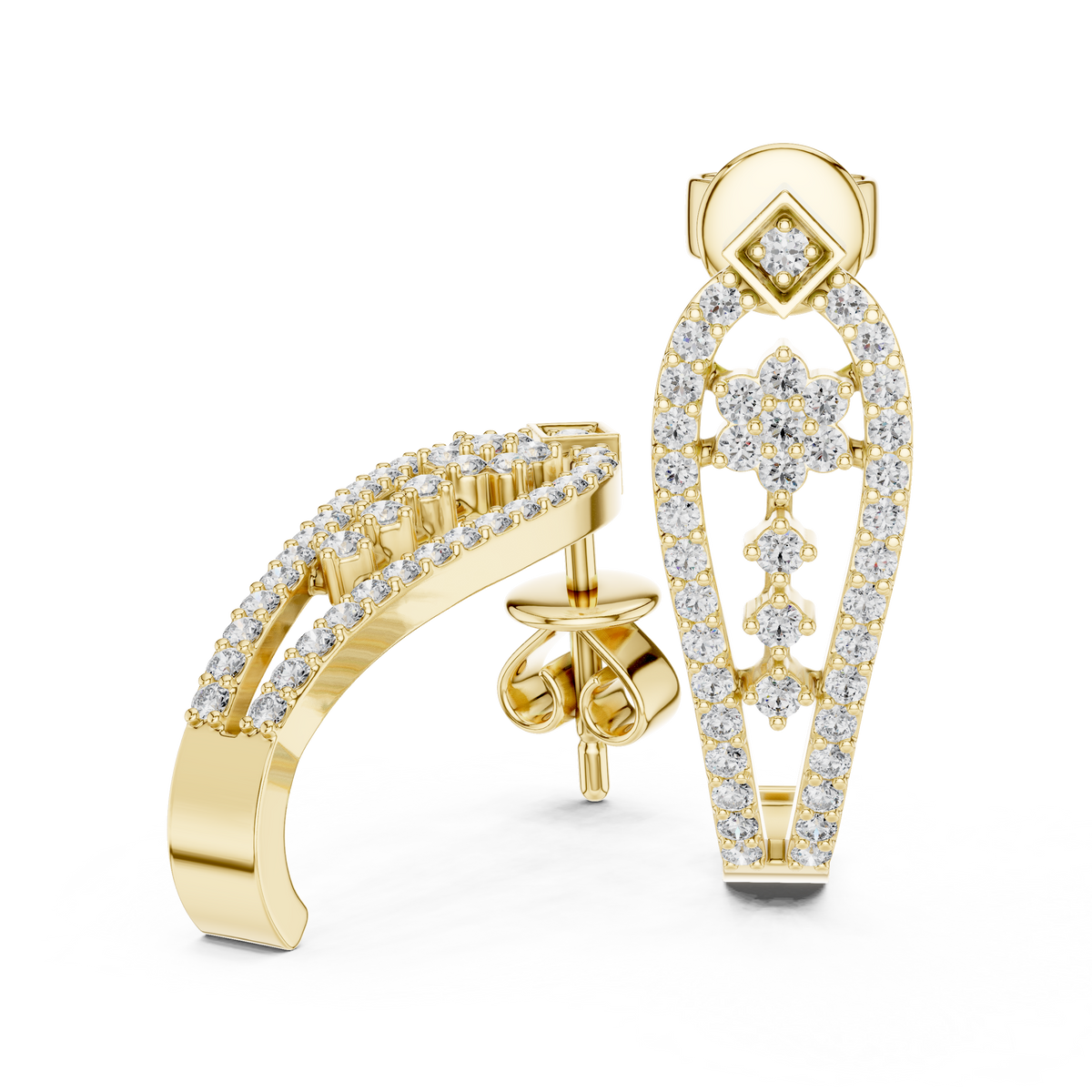 Regal Floral Lattice Diamond Studs