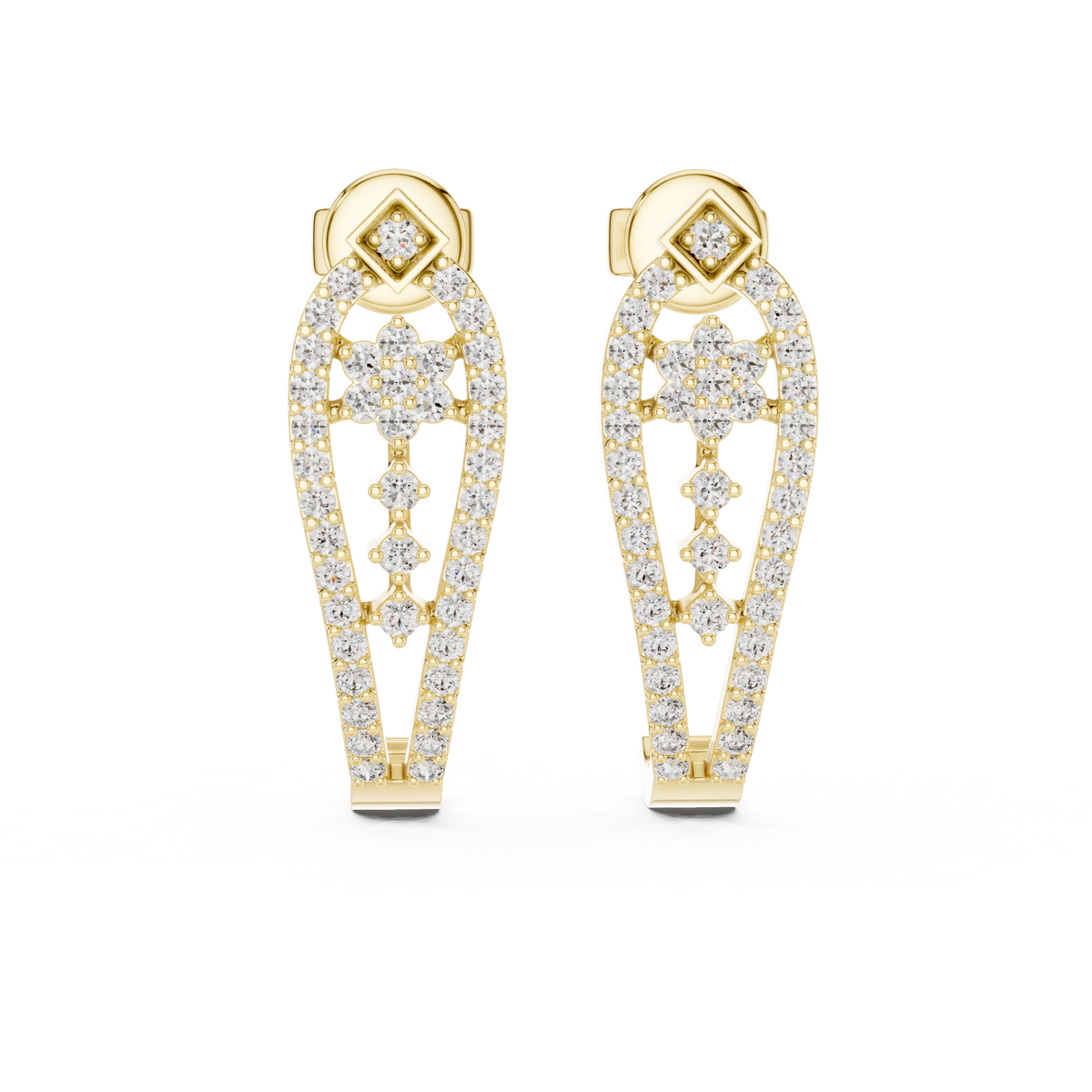 Regal Floral Lattice Diamond Studs