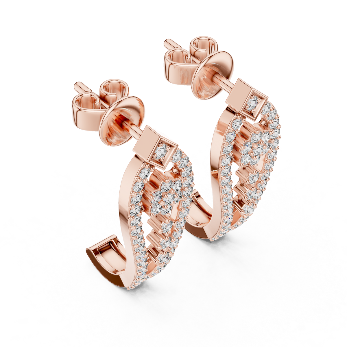 Regal Floral Lattice Diamond Studs