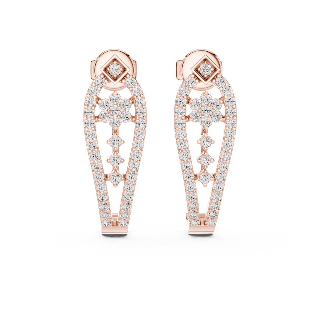 Regal Floral Lattice Diamond Studs