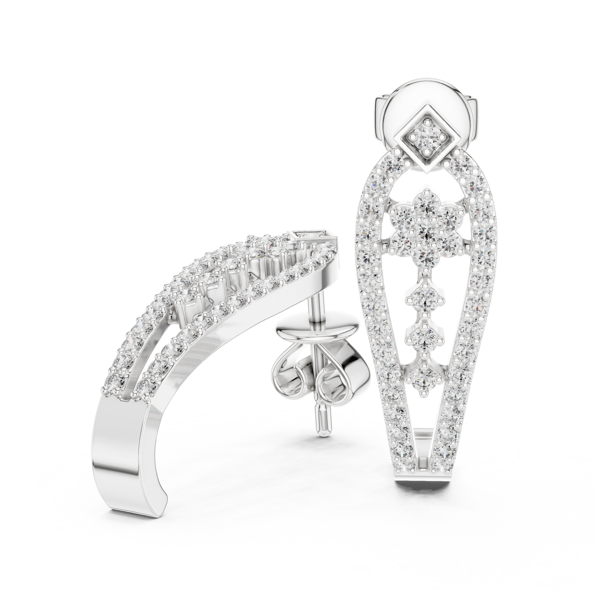 Regal Floral Lattice Diamond Studs