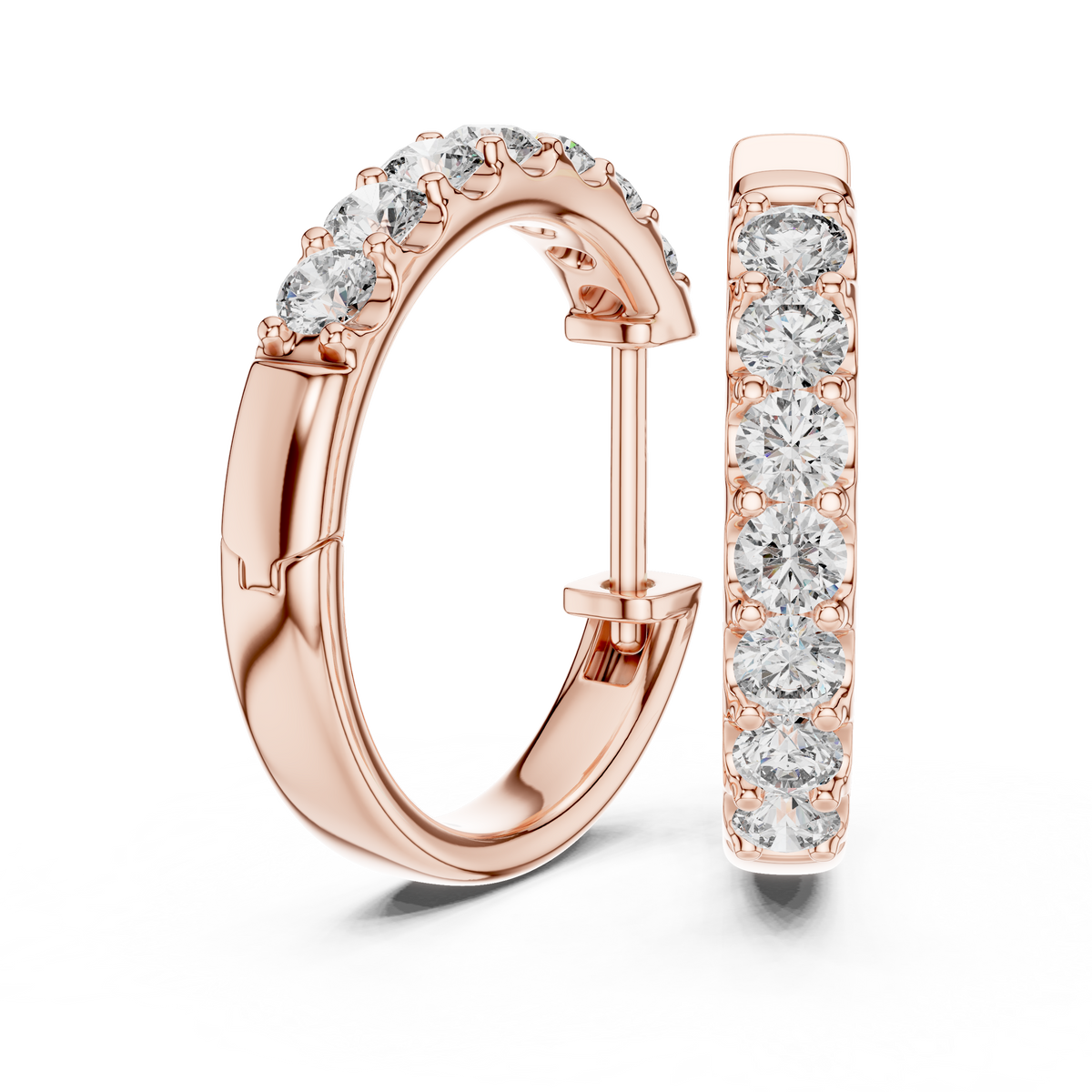 Elegant Seven Stone Pavé Diamond Hoops