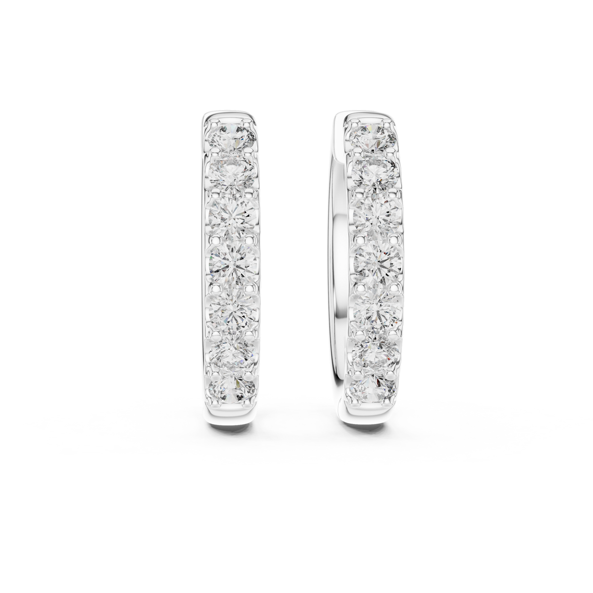 Elegant Seven Stone Pavé Diamond Hoops