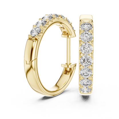Elegant Seven Stone Pavé Diamond Hoops