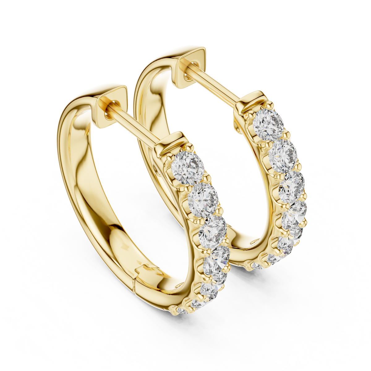 Elegant Seven Stone Pavé Diamond Hoops
