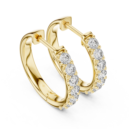 Elegant Seven Stone Pavé Diamond Hoops