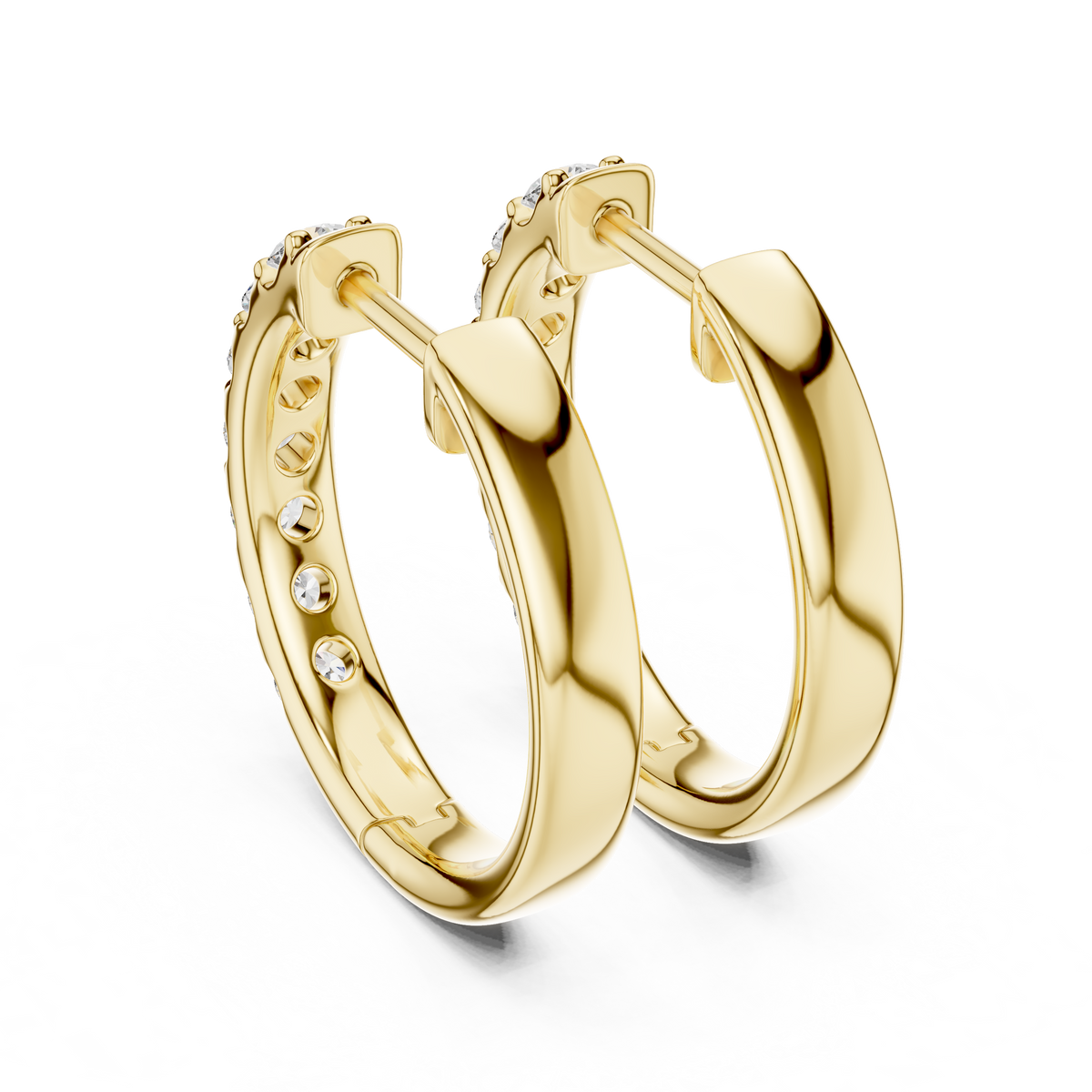 Elegant Seven Stone Pavé Diamond Hoops