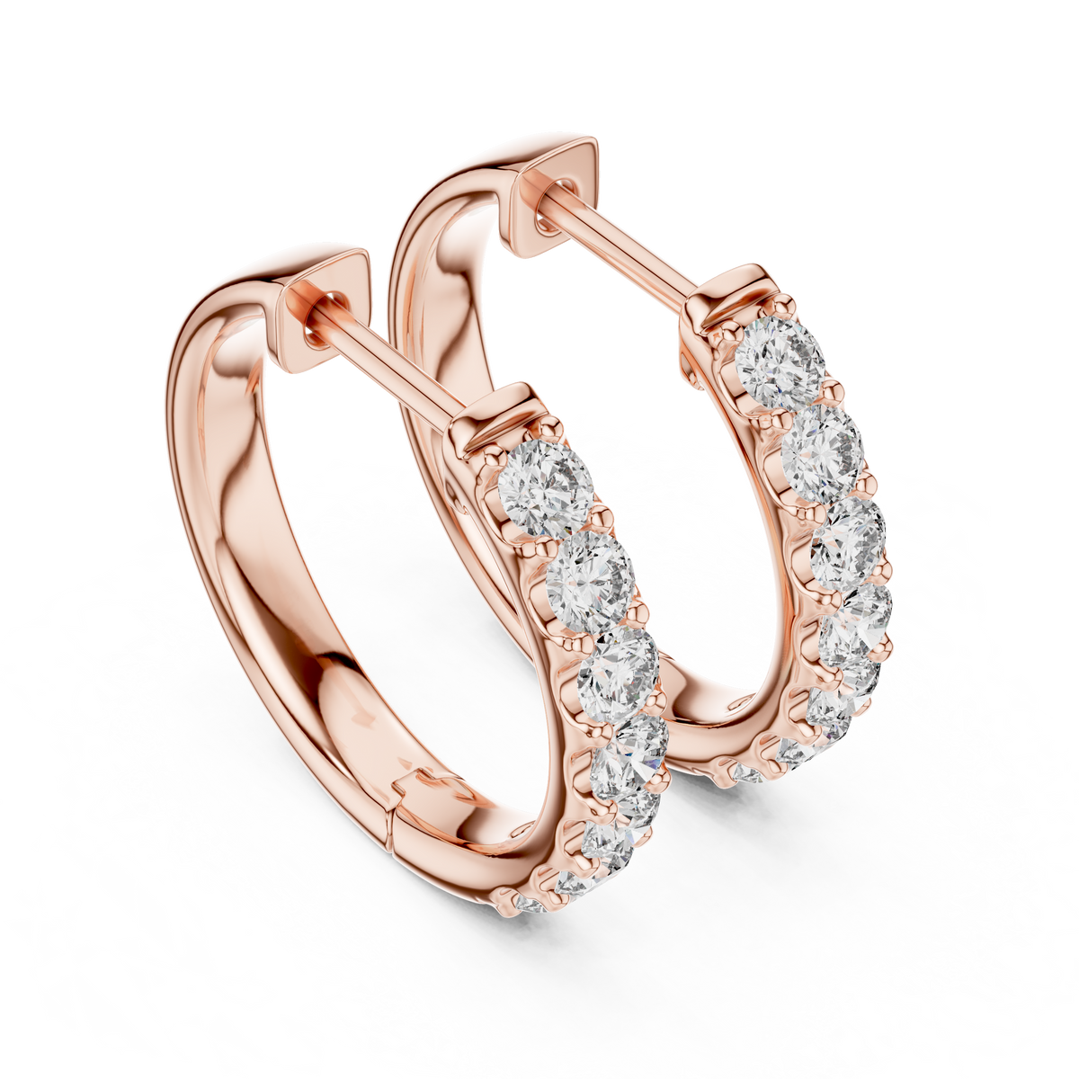 Elegant Seven Stone Pavé Diamond Hoops