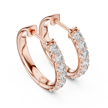 Elegant Seven Stone Pavé Diamond Hoops