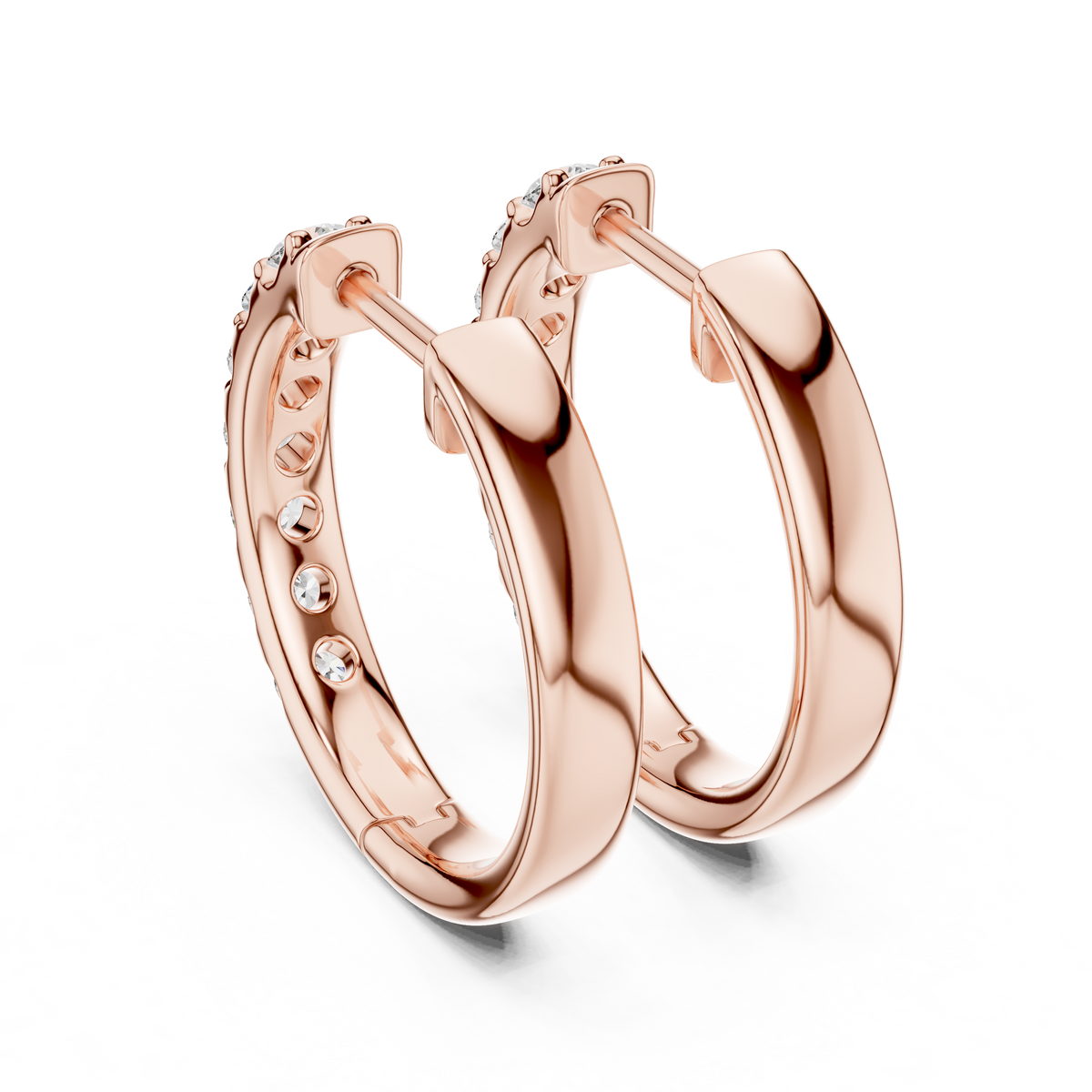 Elegant Seven Stone Pavé Diamond Hoops
