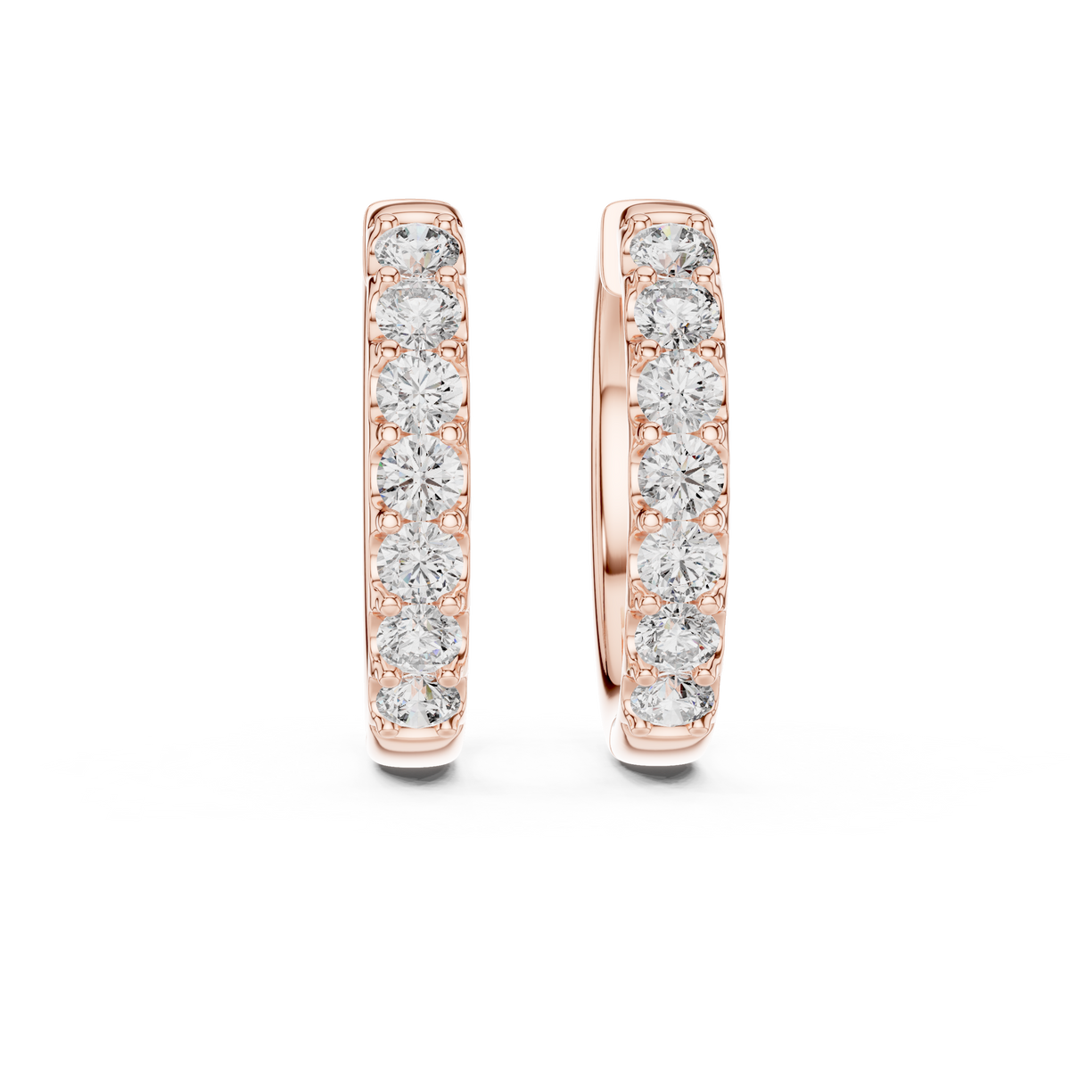 Elegant Seven Stone Pavé Diamond Hoops