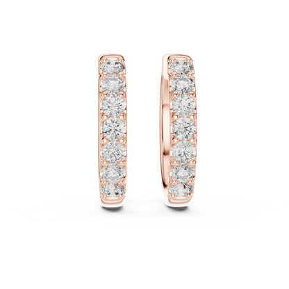 Elegant Seven Stone Pavé Diamond Hoops