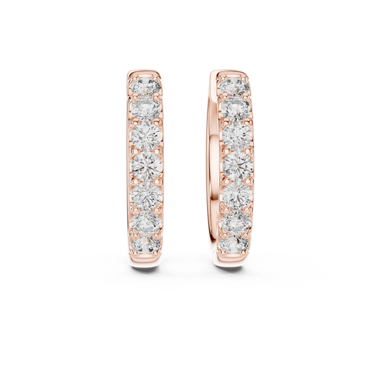 Elegant Seven Stone Pavé Diamond Hoops