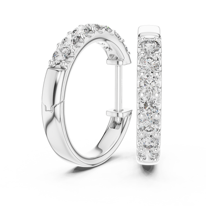 Elegant Seven Stone Pavé Diamond Hoops