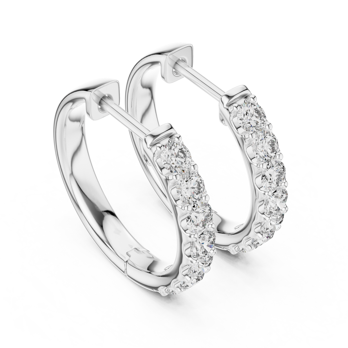 Elegant Seven Stone Pavé Diamond Hoops