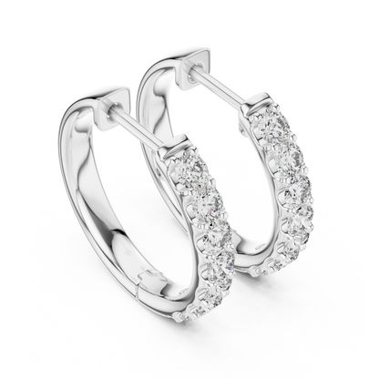 Elegant Seven Stone Pavé Diamond Hoops