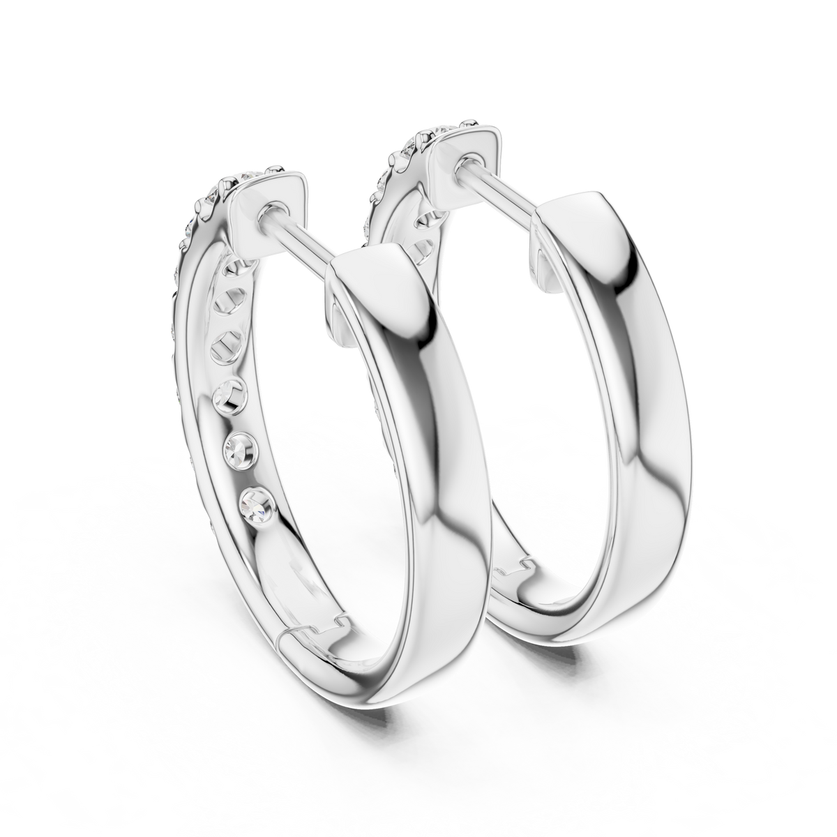 Elegant Seven Stone Pavé Diamond Hoops