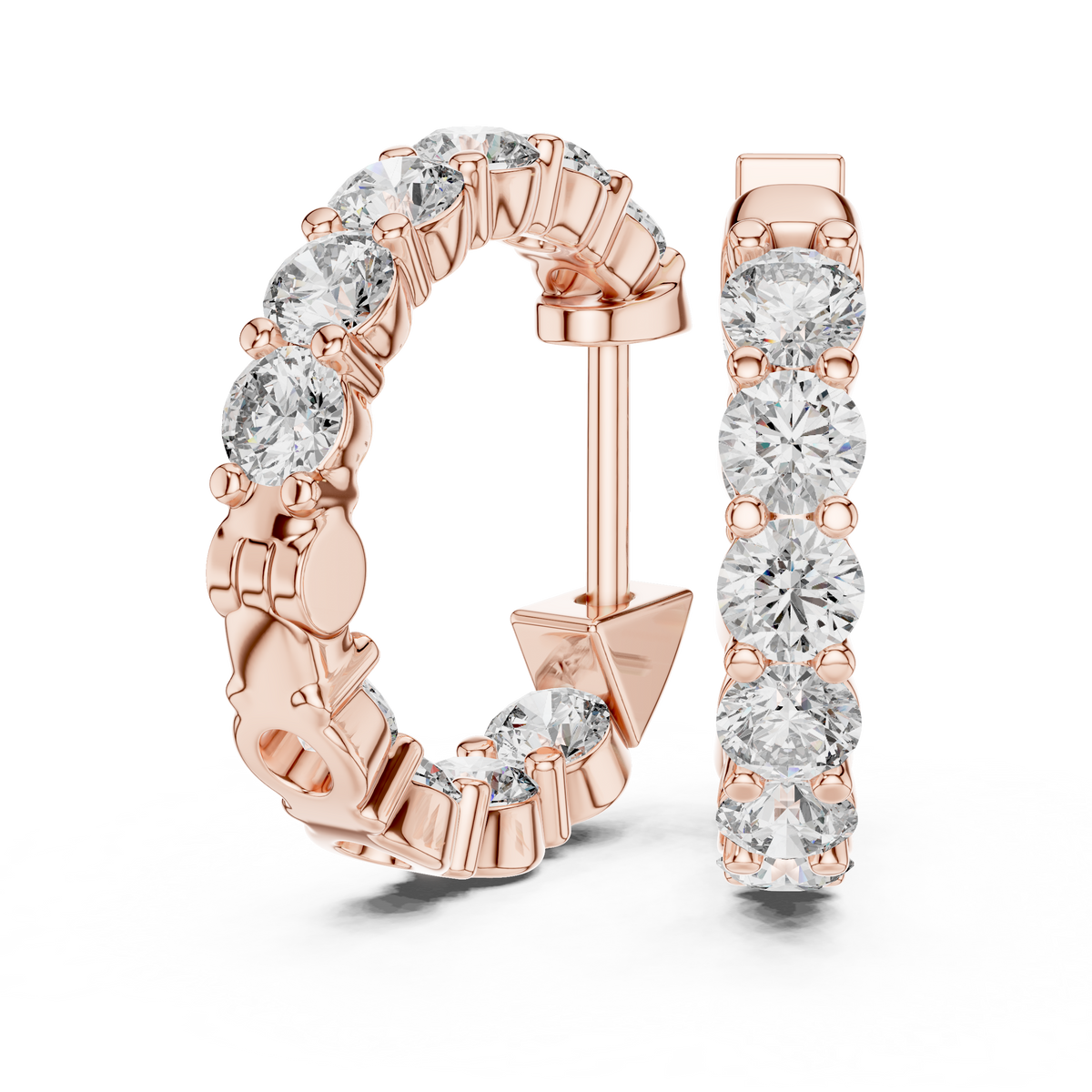 Elegant Five Stone Diamond Hoops