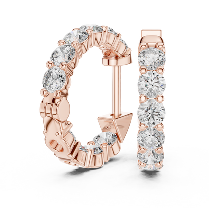 Elegant Five Stone Diamond Hoops