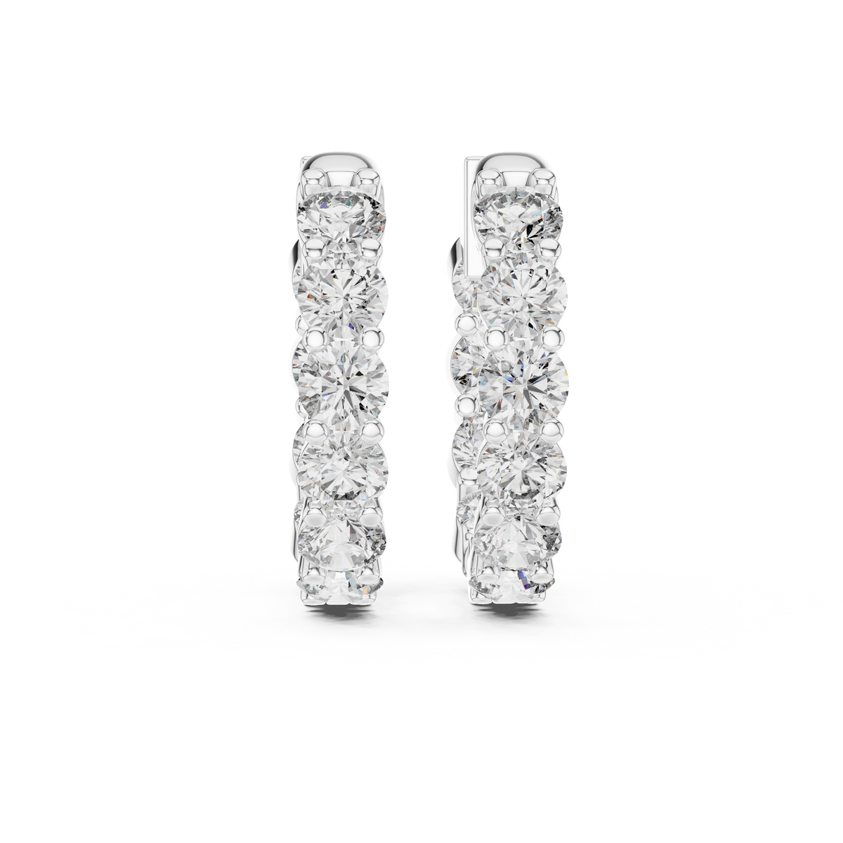 Elegant Five Stone Diamond Hoops