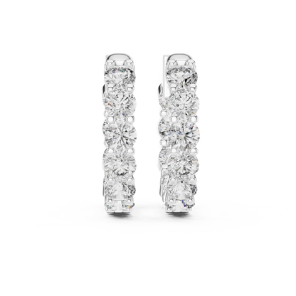 Elegant Five Stone Diamond Hoops