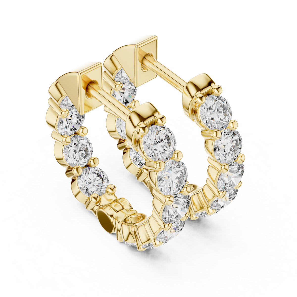 Elegant Five Stone Diamond Hoops