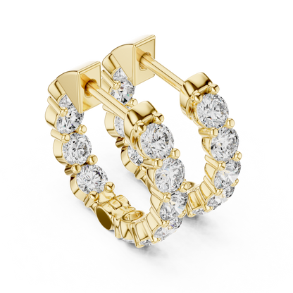 Elegant Five Stone Diamond Hoops