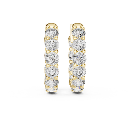 Elegant Five Stone Diamond Hoops