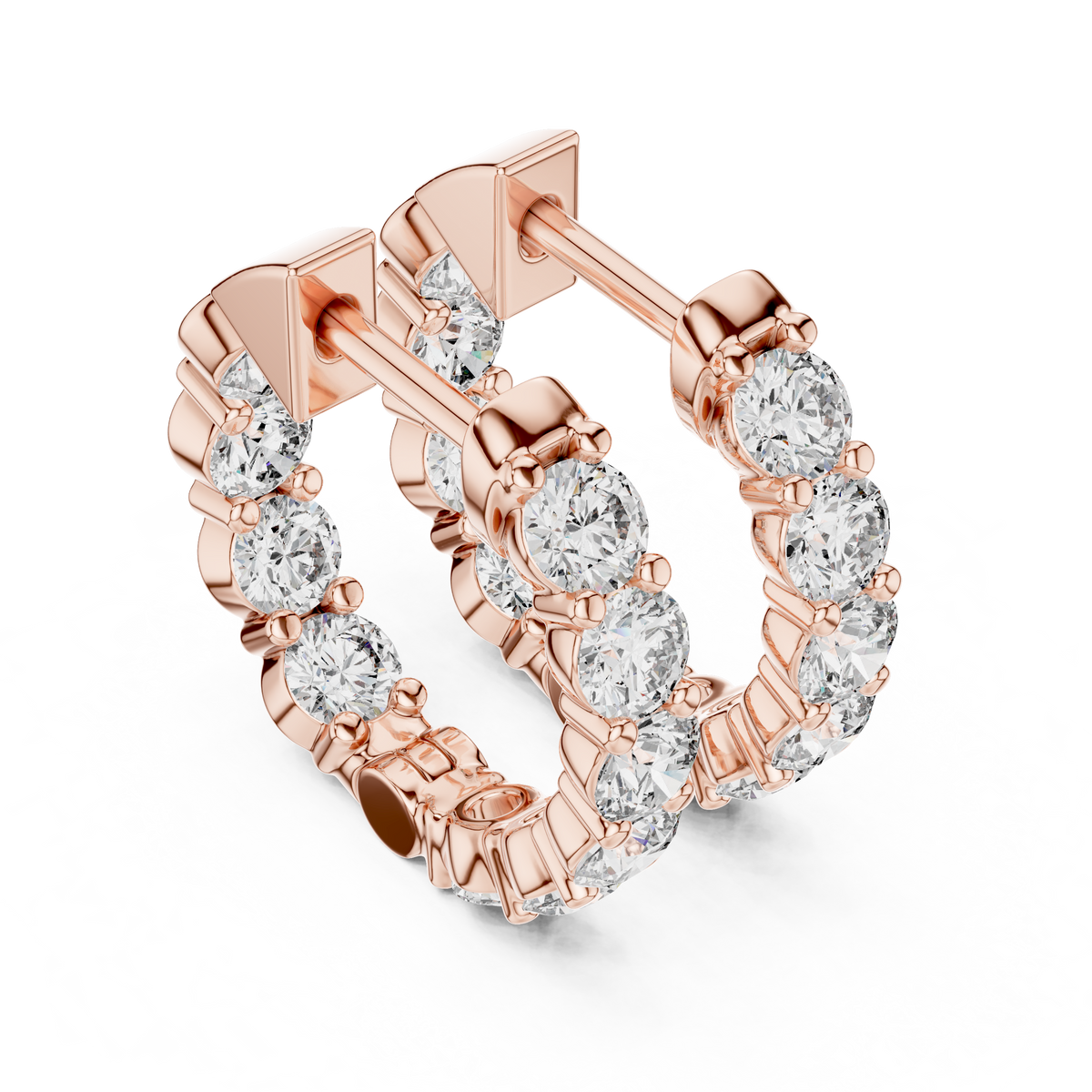 Elegant Five Stone Diamond Hoops